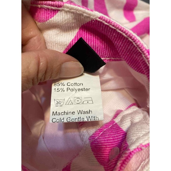 SHEIN Women S Pink White Zebra Print High Waisted Straight Leg Jeans - Picture 6 of 8